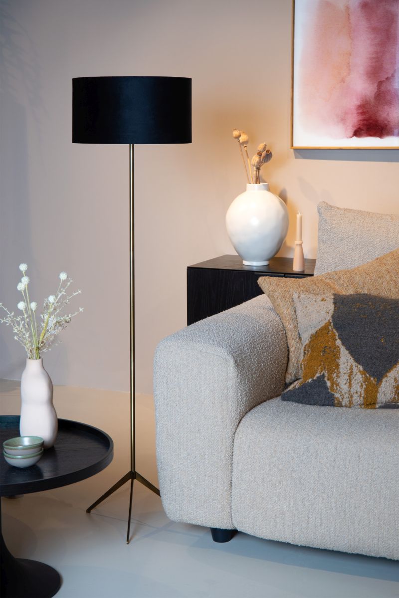 Lucide TONDO - Stojacia lampa - Ø 38 cm - 1xE27 - Matt Gold / Mosadz